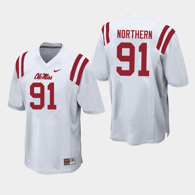 Hal Northern Ole Miss Rebels NCAA Men's White #91 Stitched Limited College Football Jersey ZGS6658IR